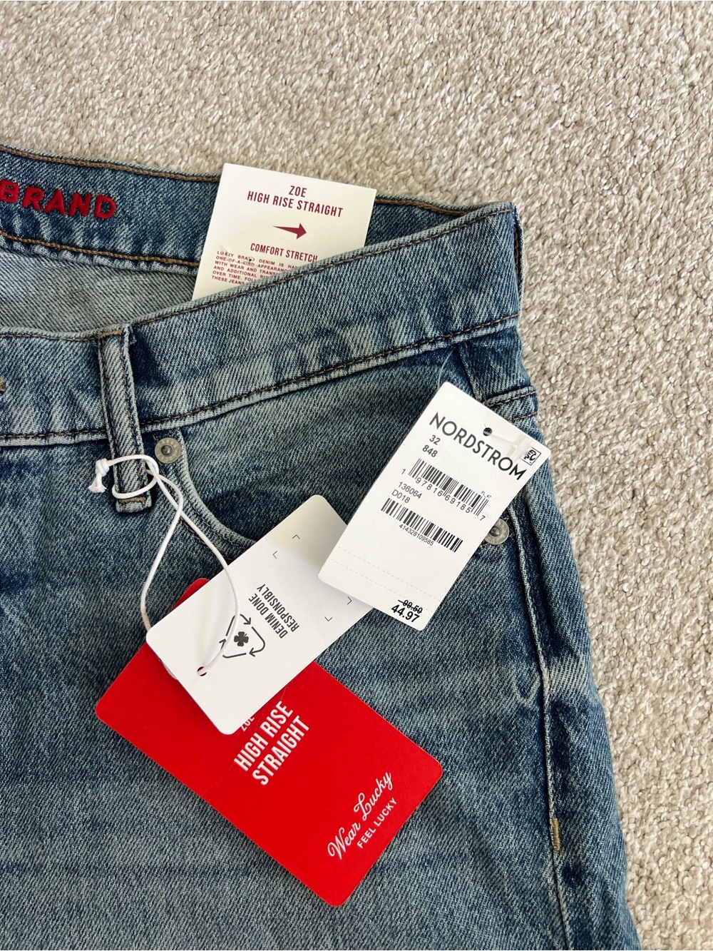Lucky Brand Zoe High-Rise Straight Jeans in Light Blue Denim